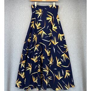 Jenn Skirt Womens Size Medium Blue Bird of Paradise Floral A-Line Zipper